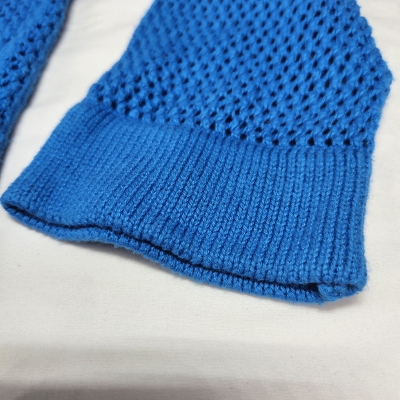 Chico's Vibrant Blue Loose Knit Hoodie Cover Up Size 1 Small - Picture 8 of 9